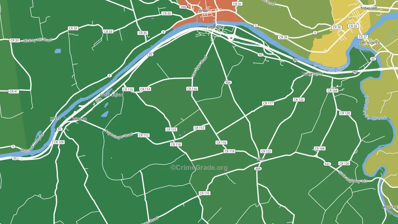 Fultonville, NY Map of Robbery Rates