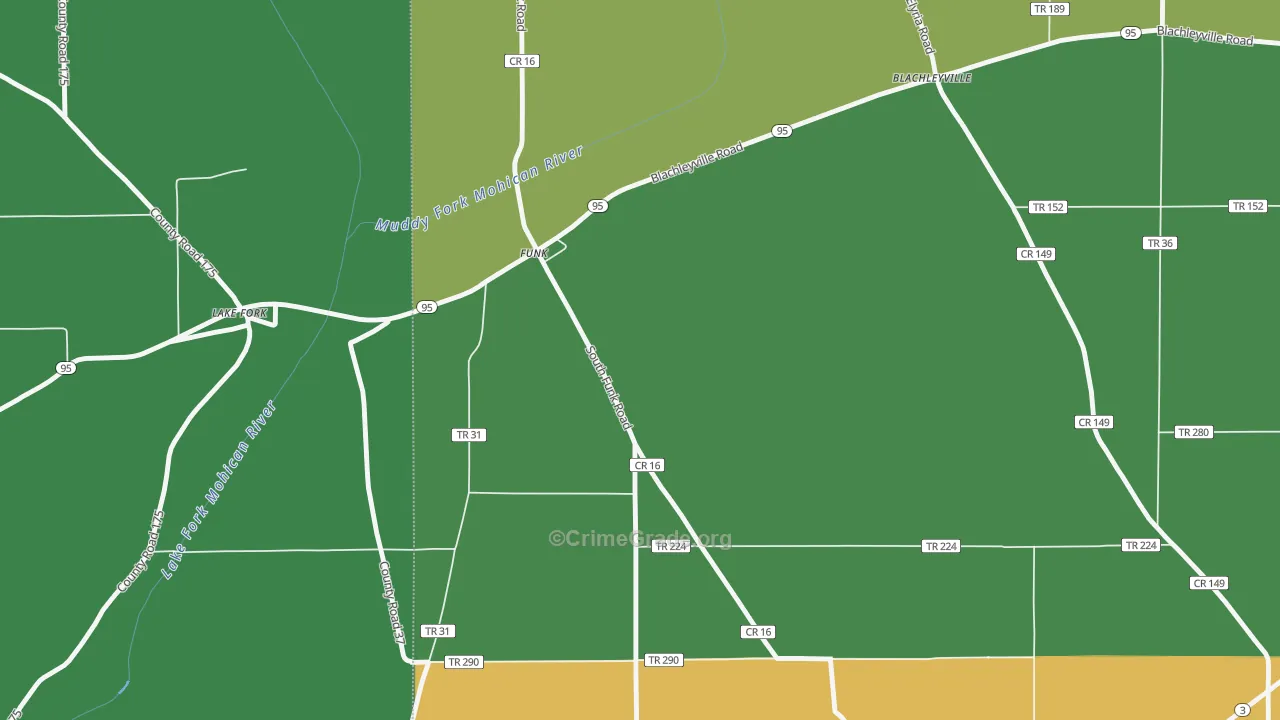 Funk, OH Map of Robbery Rates