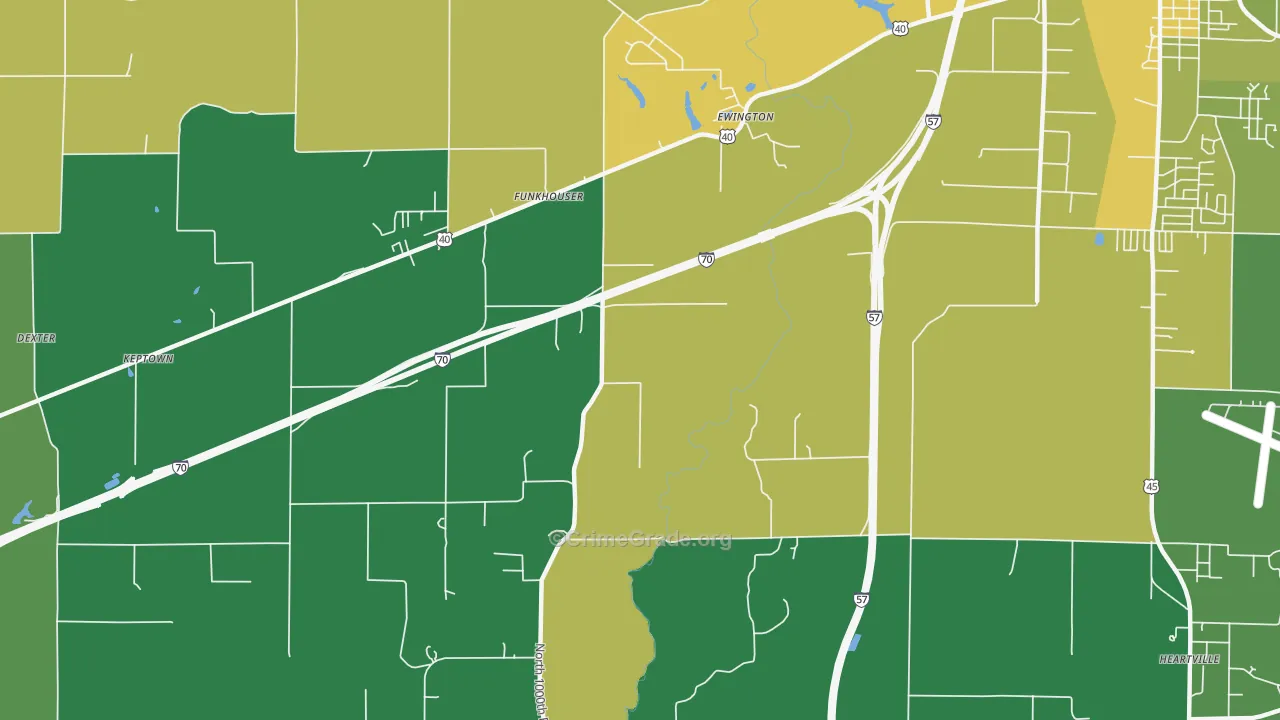 Funkhouser, IL Map of Robbery Rates