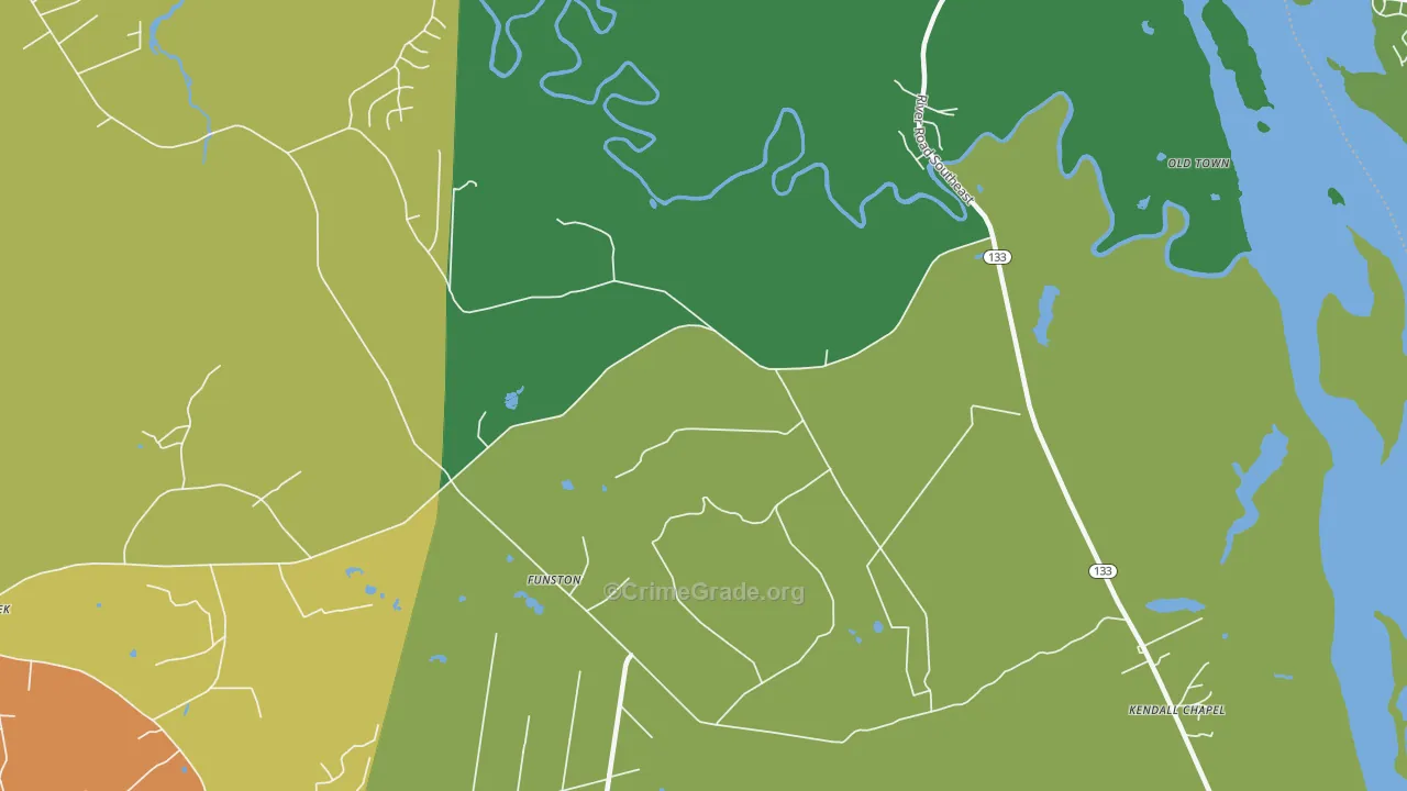 Funston, NC Map of Robbery Rates