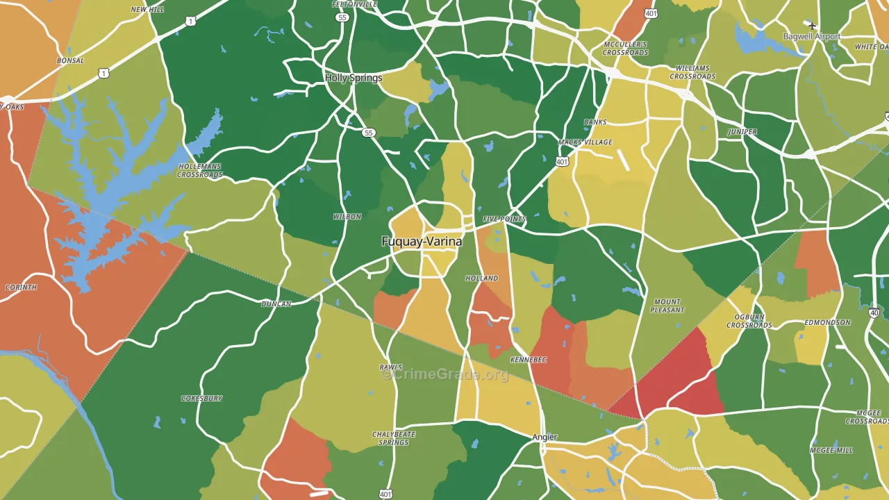 Fuquay-Varina, NC Map of Robbery Rates
