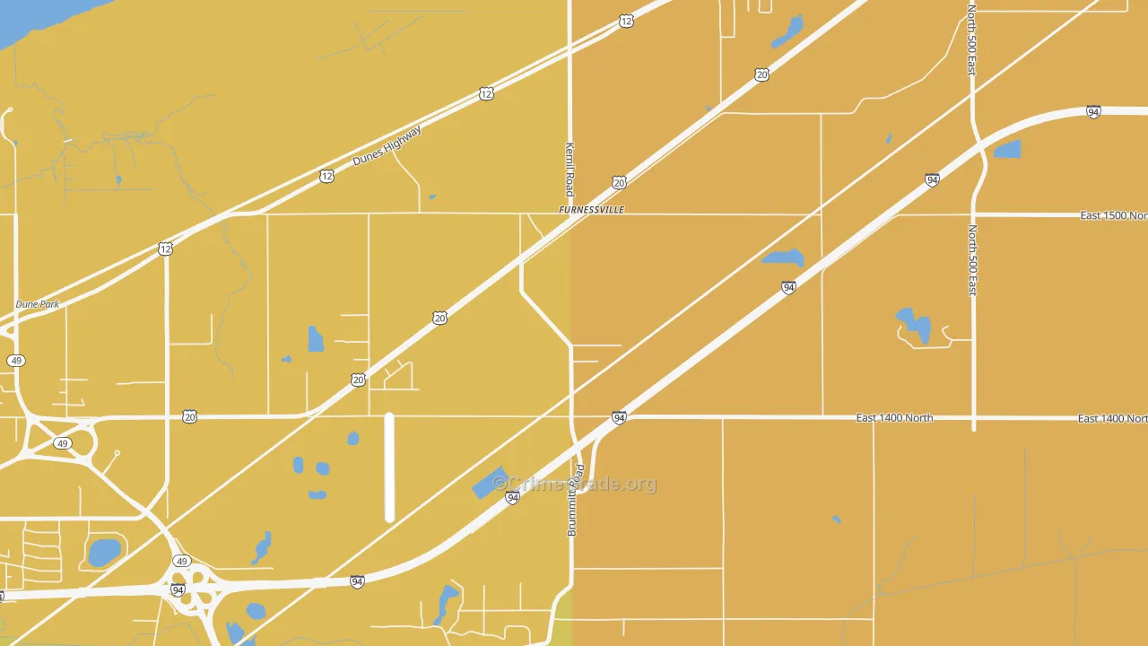 Furnessville, IN Map of Robbery Rates