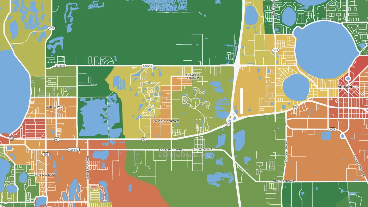 Fussels Corner, FL Map of Robbery Rates