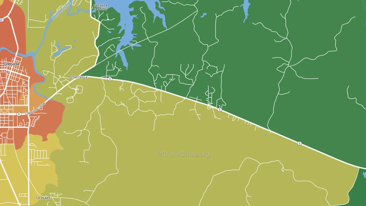 Futheyville, MS Map of Robbery Rates