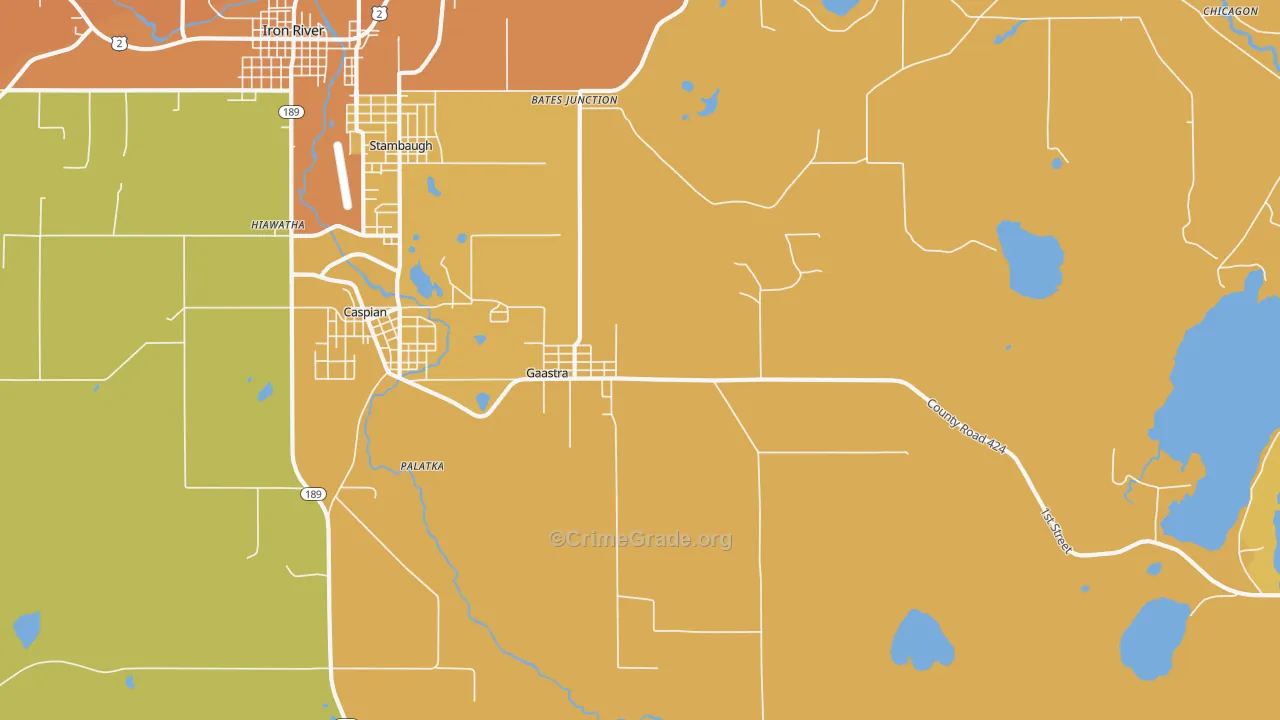Gaastra, MI Map of Robbery Rates