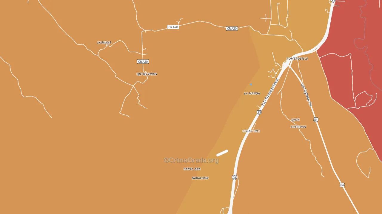 Gabaldon, NM Map of Robbery Rates