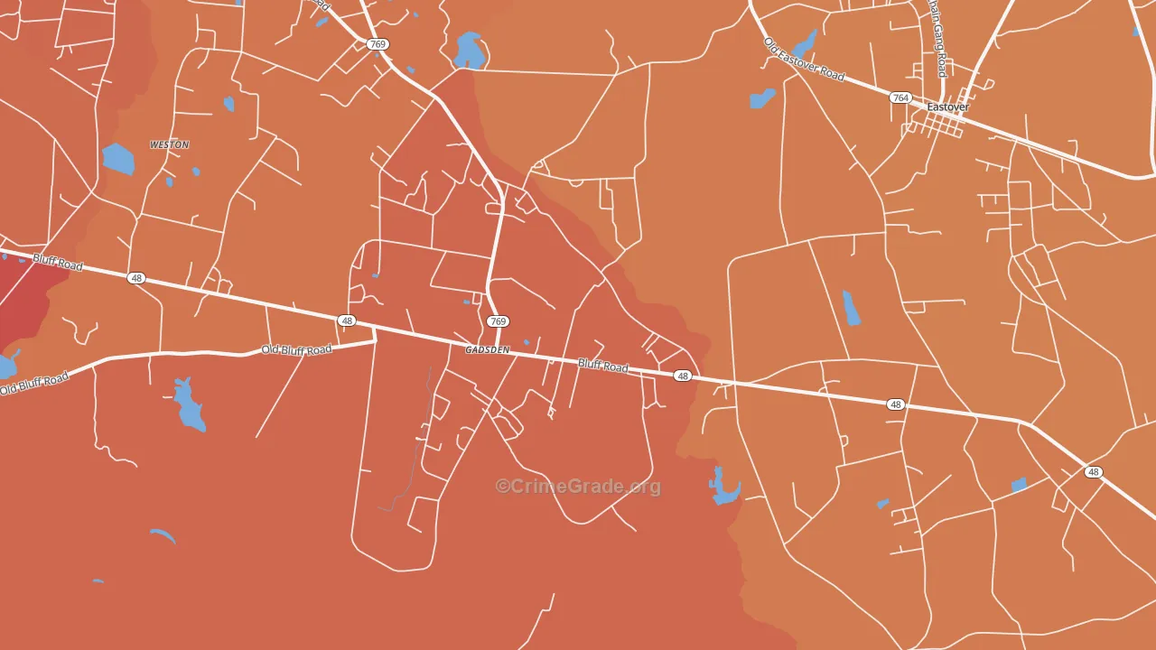 Gadsden, SC Map of Robbery Rates