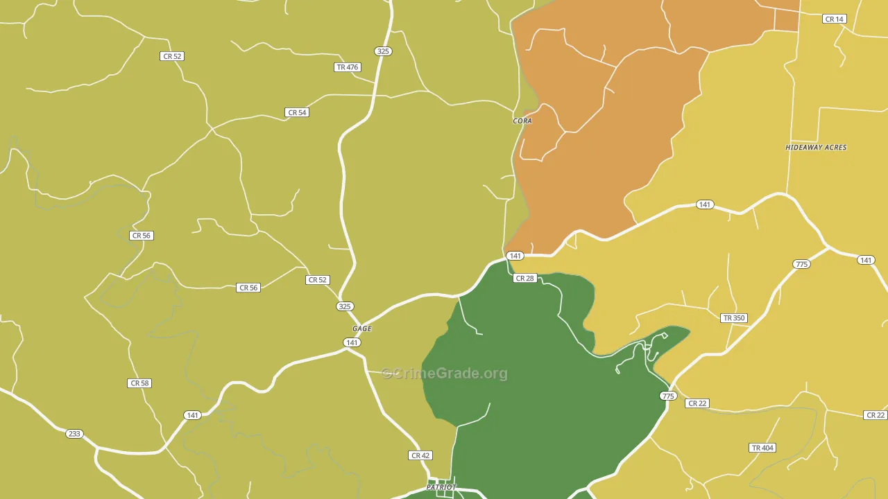 Gage, OH Map of Robbery Rates