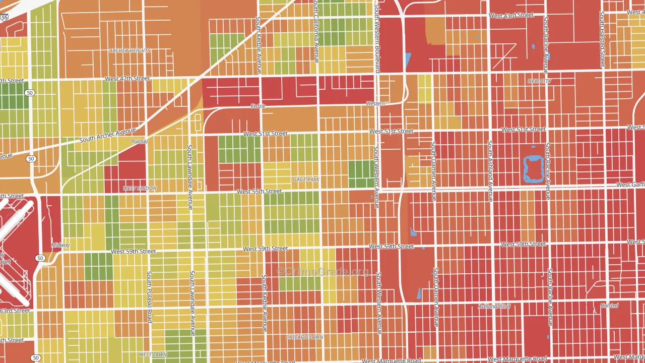 Gage Park, Chicago, IL Map of Robbery Rates
