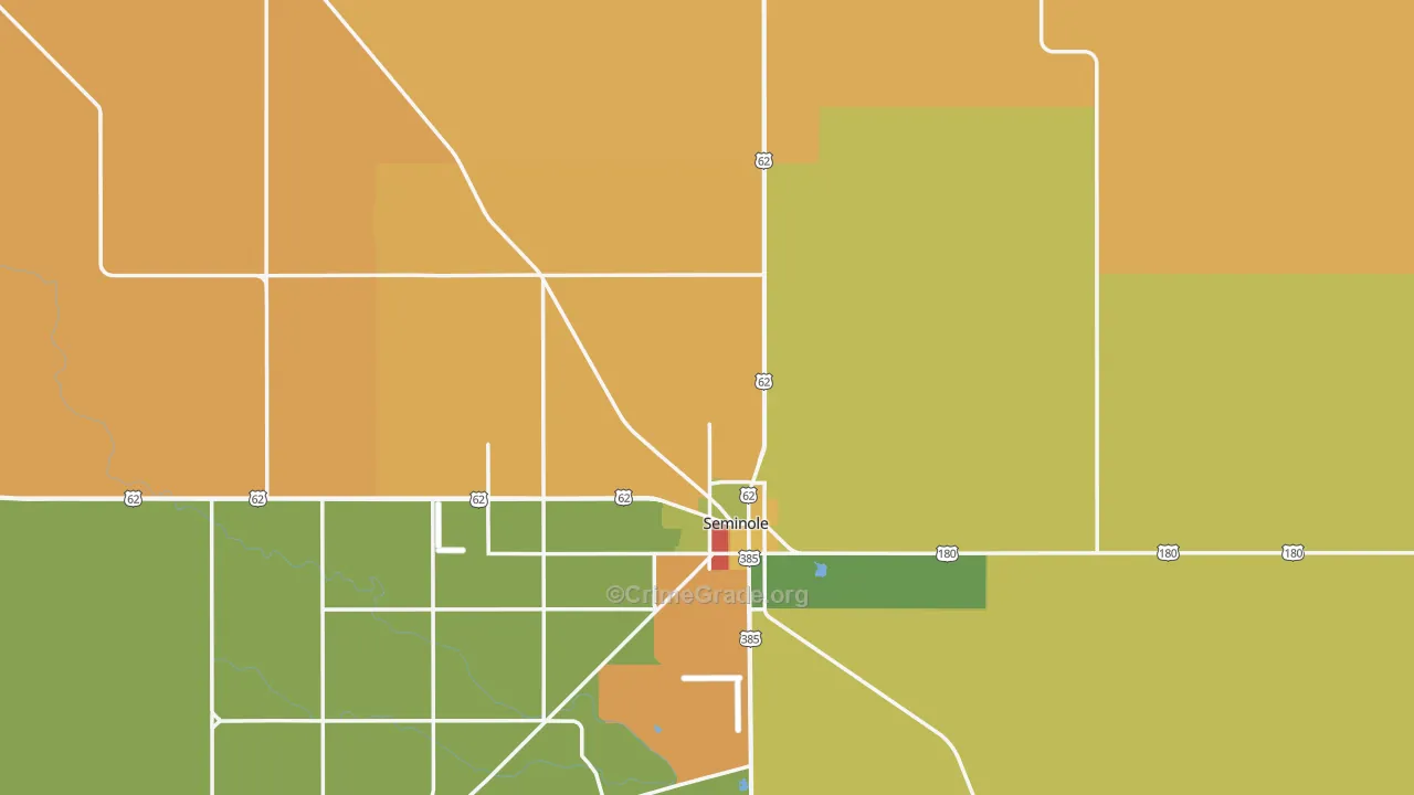 Gaines County, TX Map of Robbery Rates