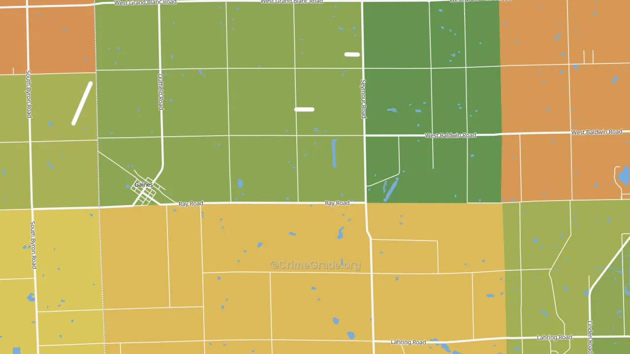 Gaines, MI Map of Robbery Rates