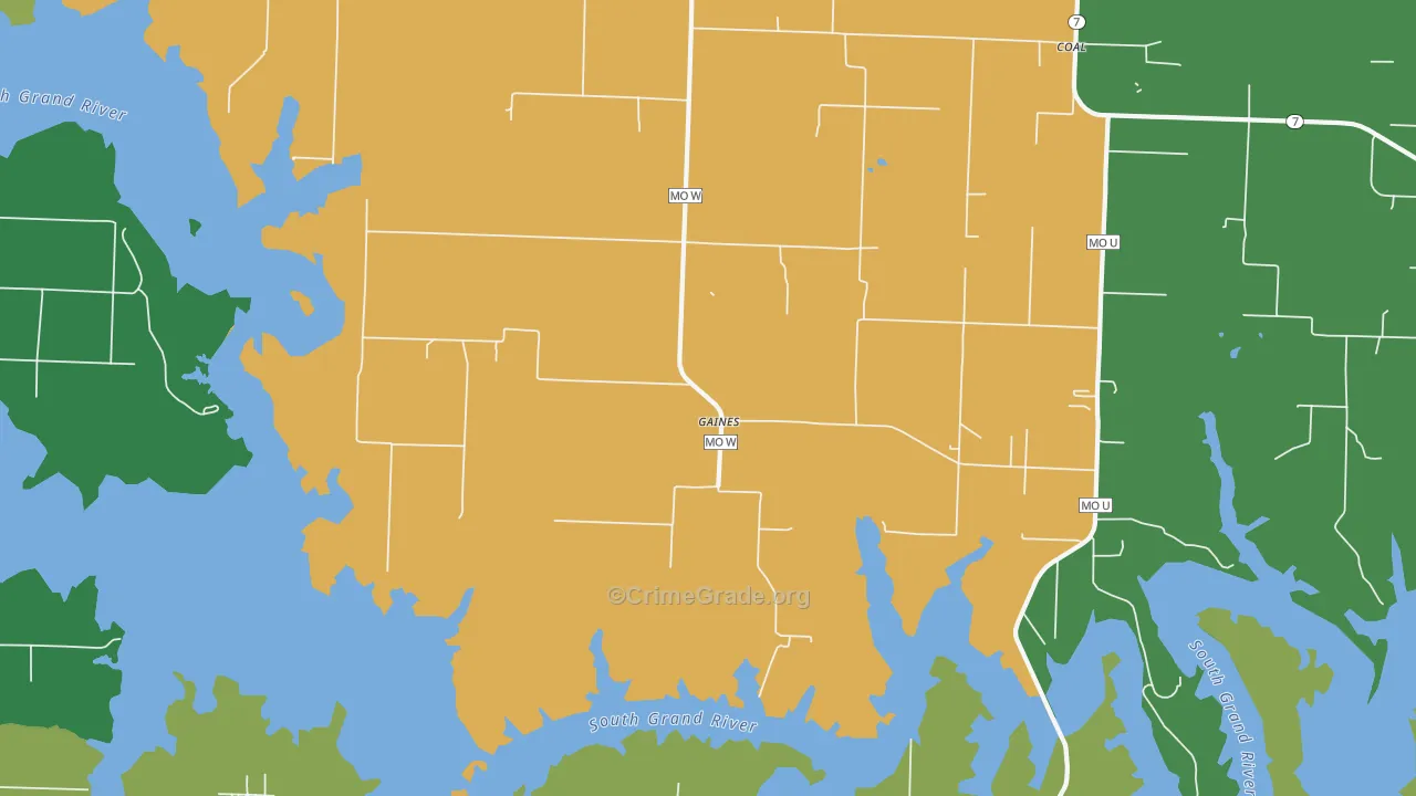 Gaines, MO Map of Robbery Rates