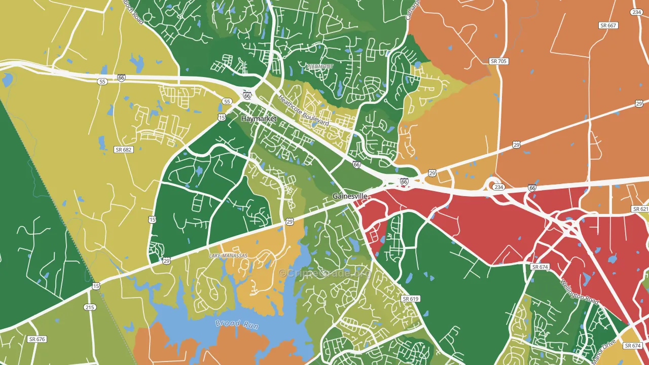 Gainesville, VA Map of Robbery Rates
