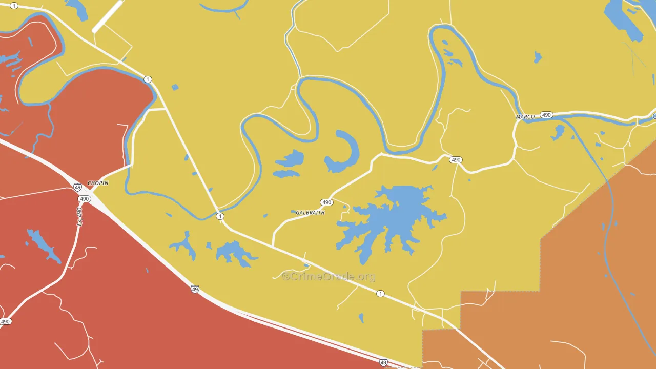 Galbraith, LA Map of Robbery Rates