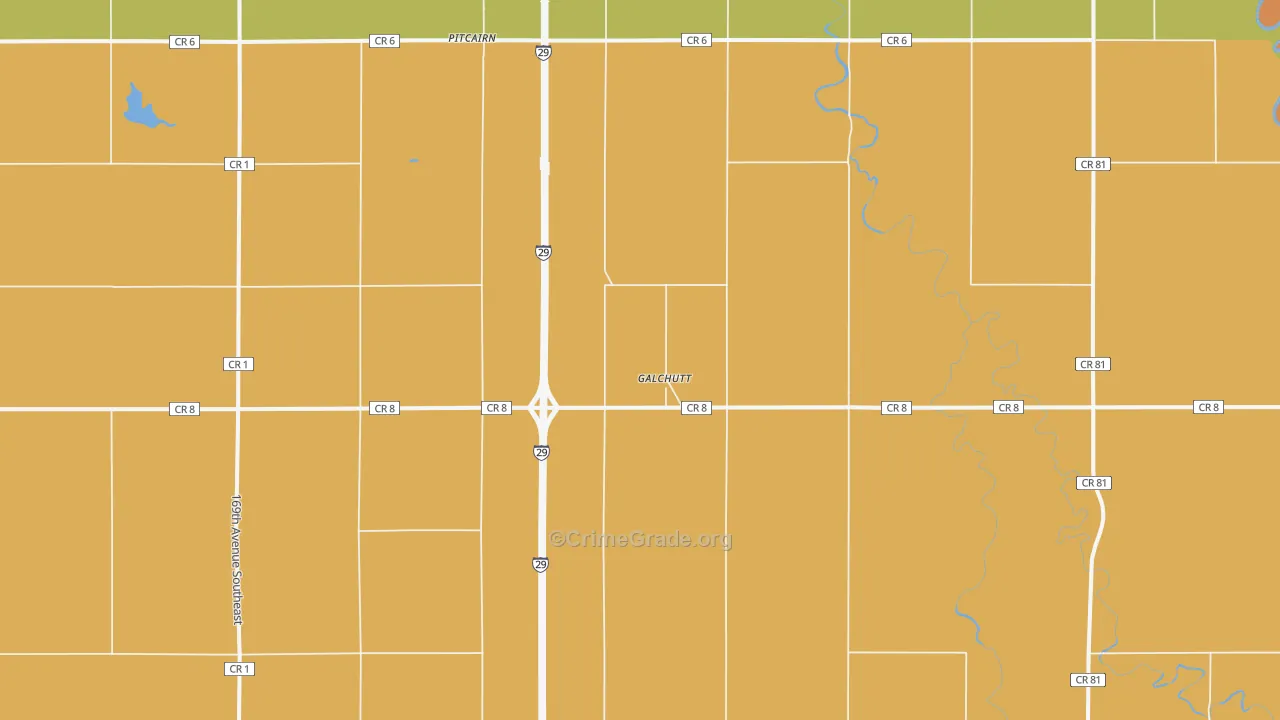 Galchutt, ND Map of Robbery Rates