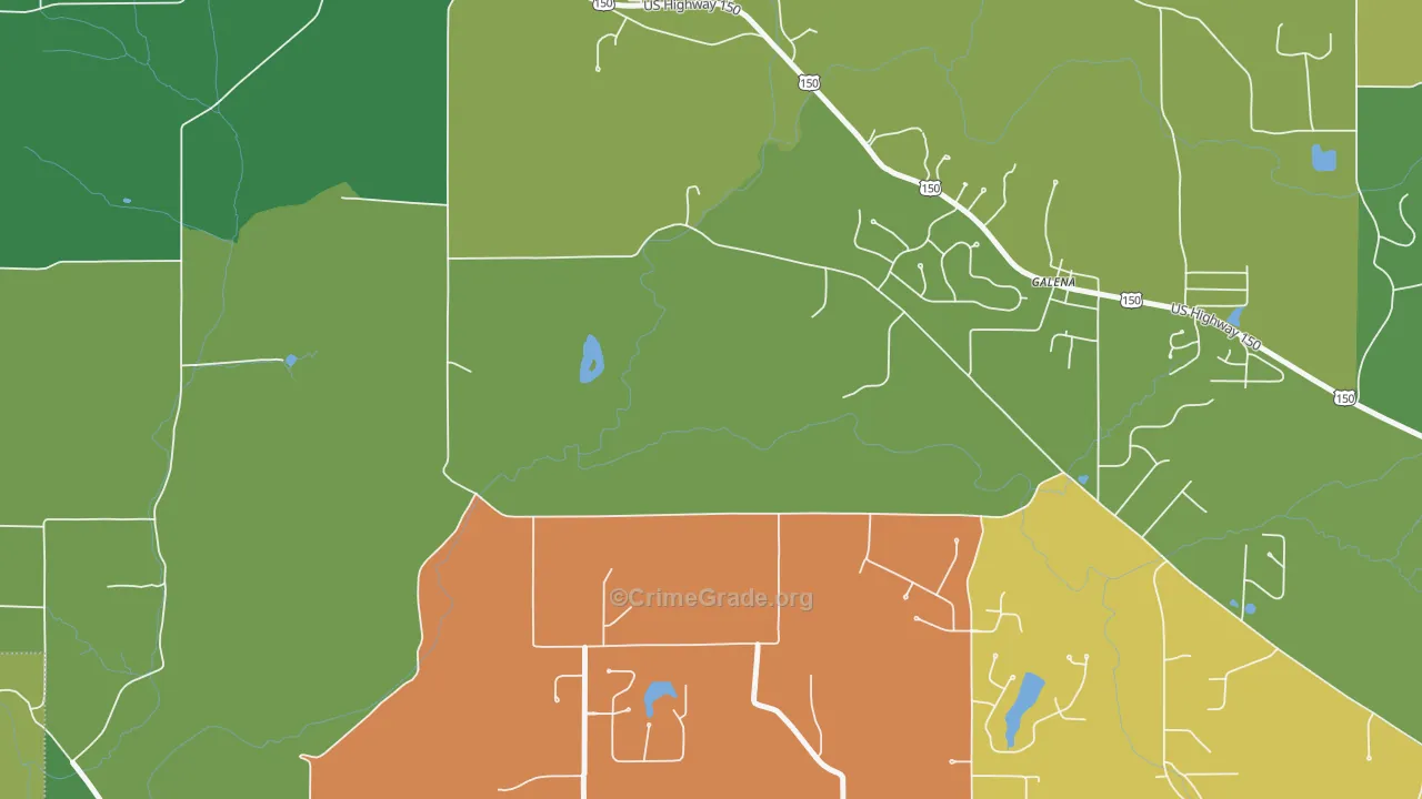 Galena, IN Map of Robbery Rates