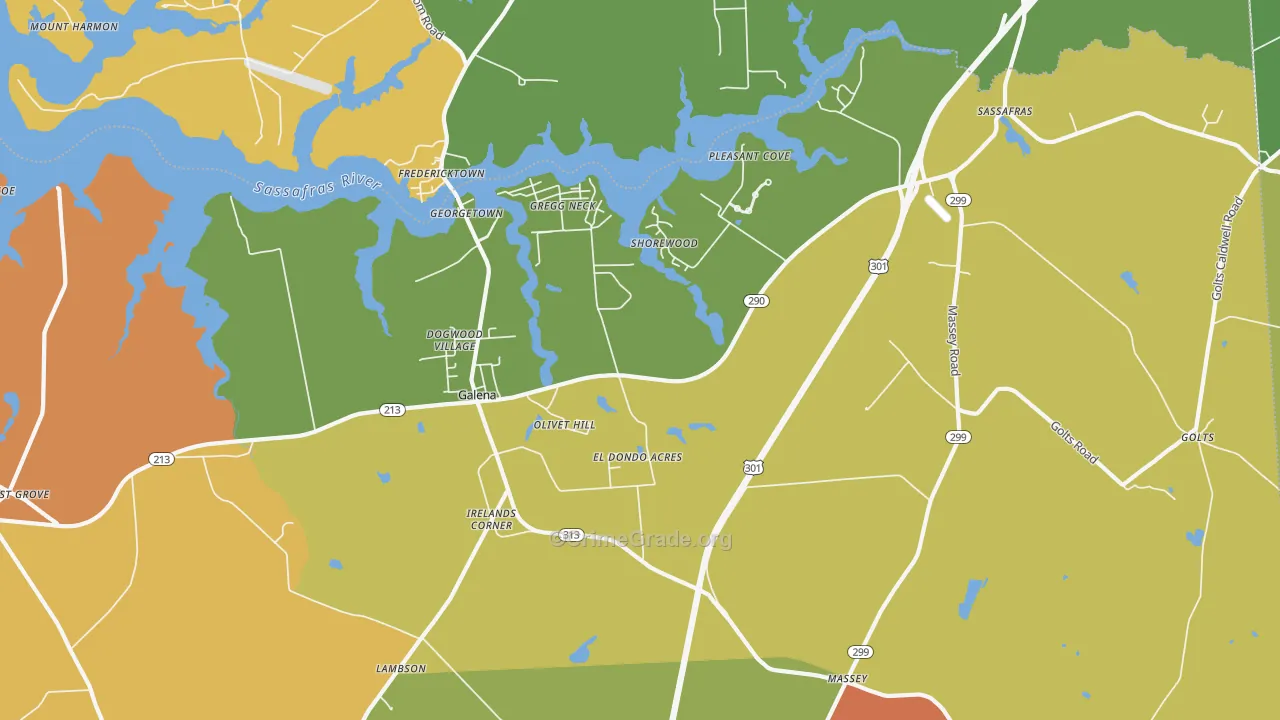 Galena, MD Map of Robbery Rates