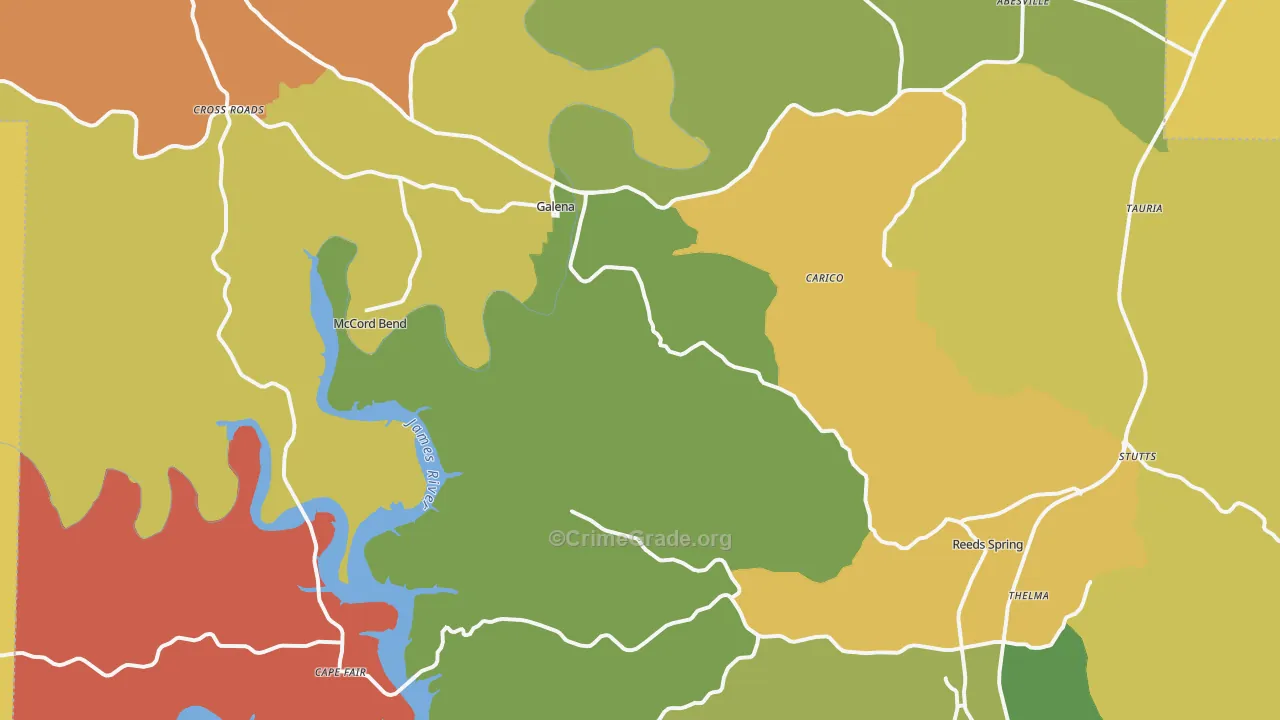 Galena, MO Map of Robbery Rates