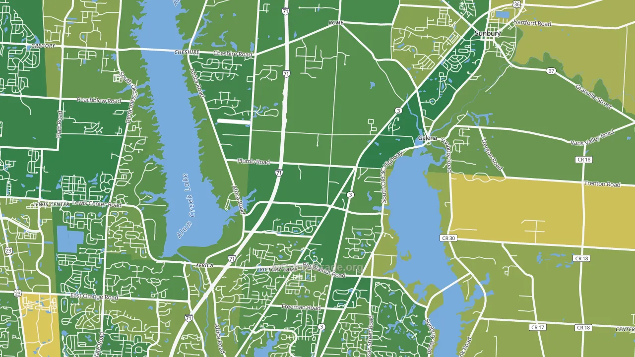 Galena, OH Map of Robbery Rates
