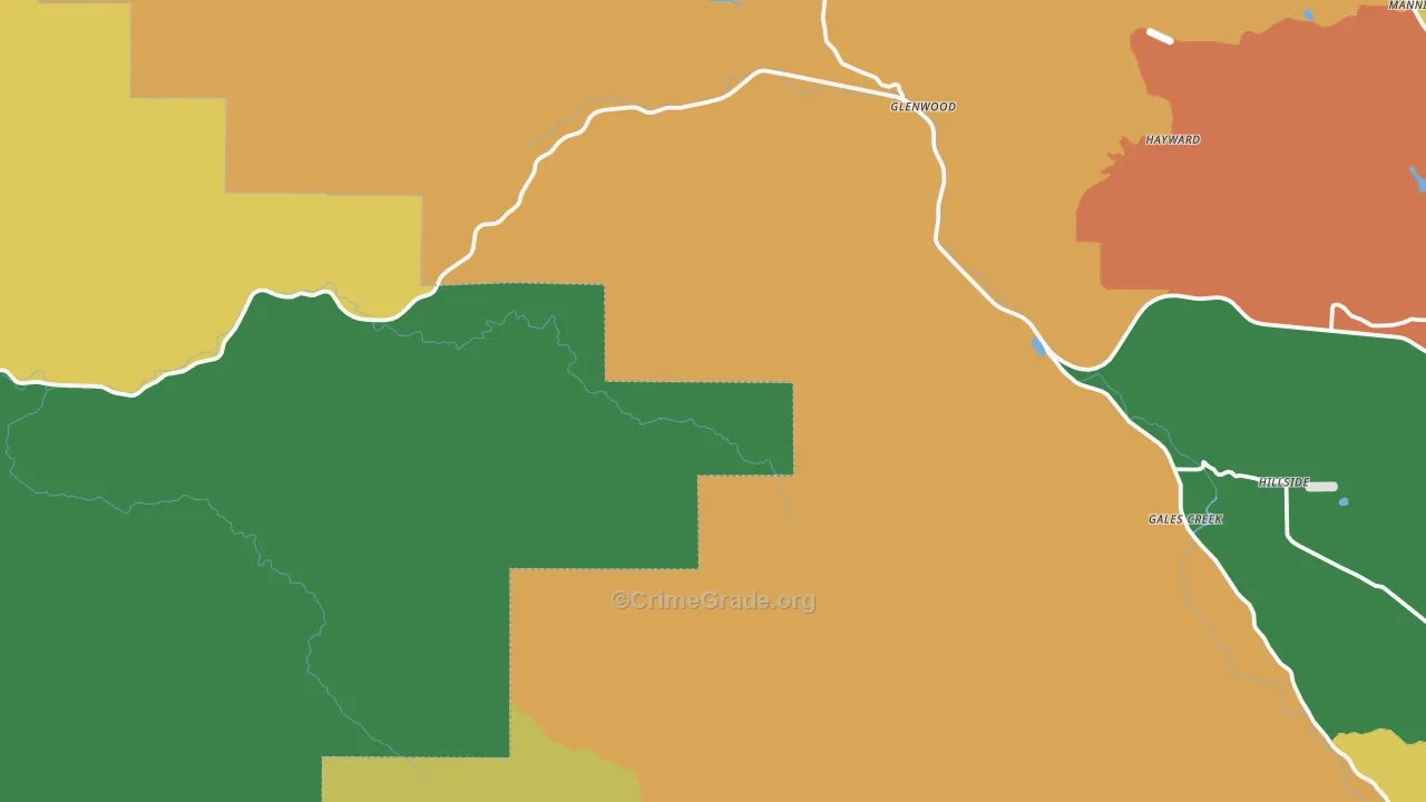 Gales Creek, OR Map of Robbery Rates