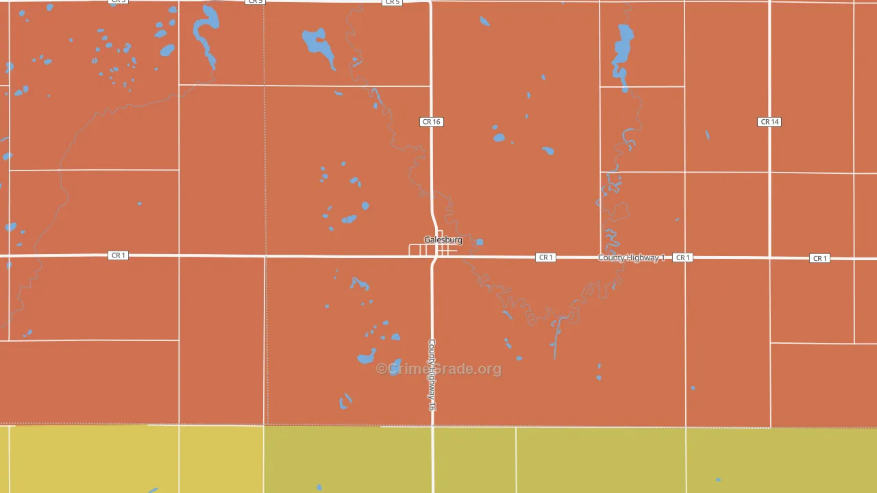 Galesburg, ND Map of Robbery Rates