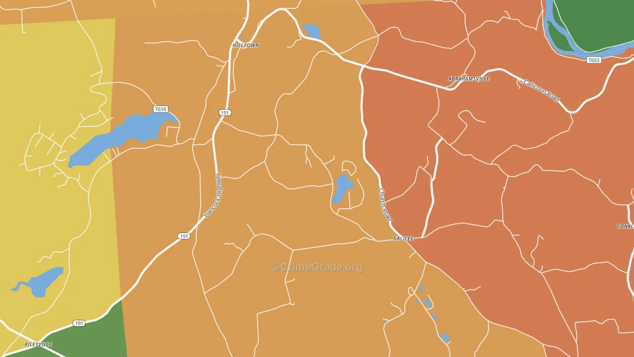 Galilee, PA Map of Robbery Rates