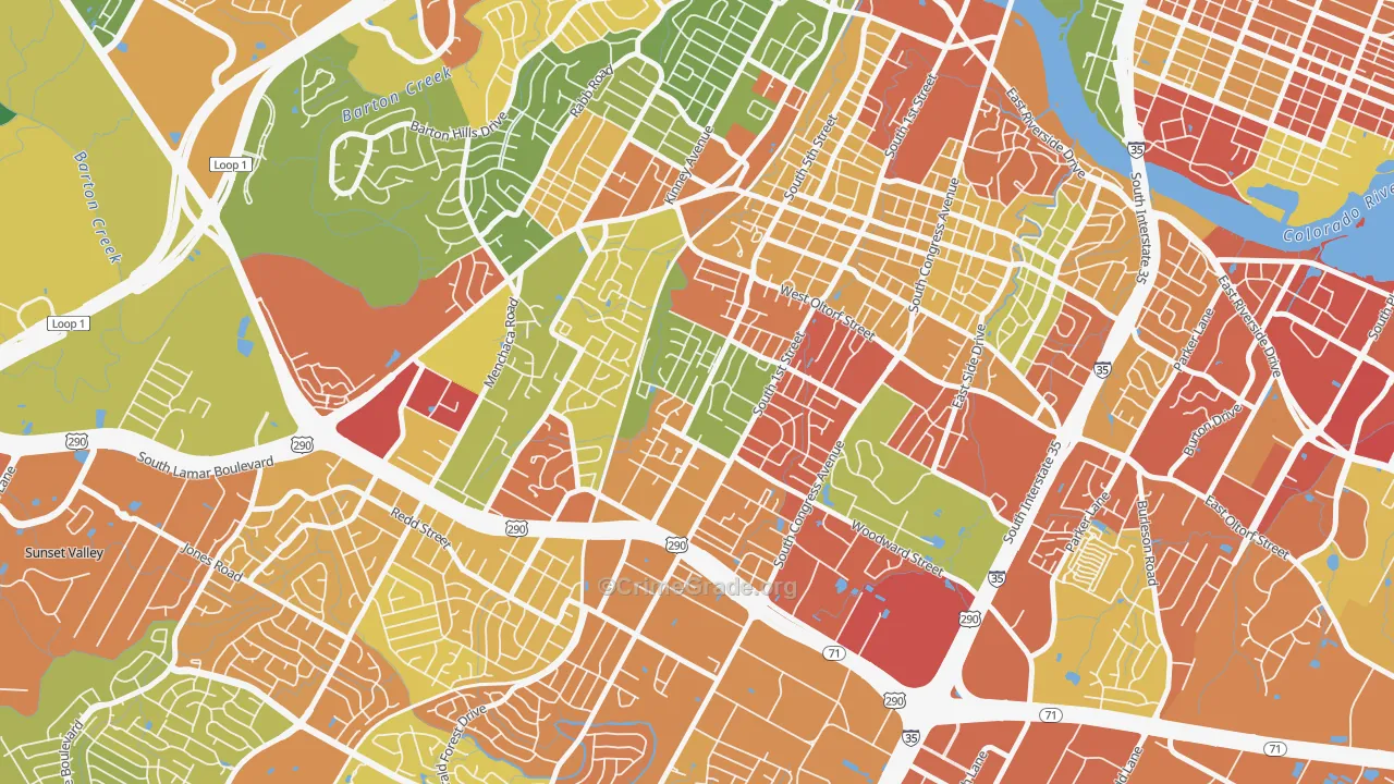 Galindo, Austin, TX Map of Robbery Rates