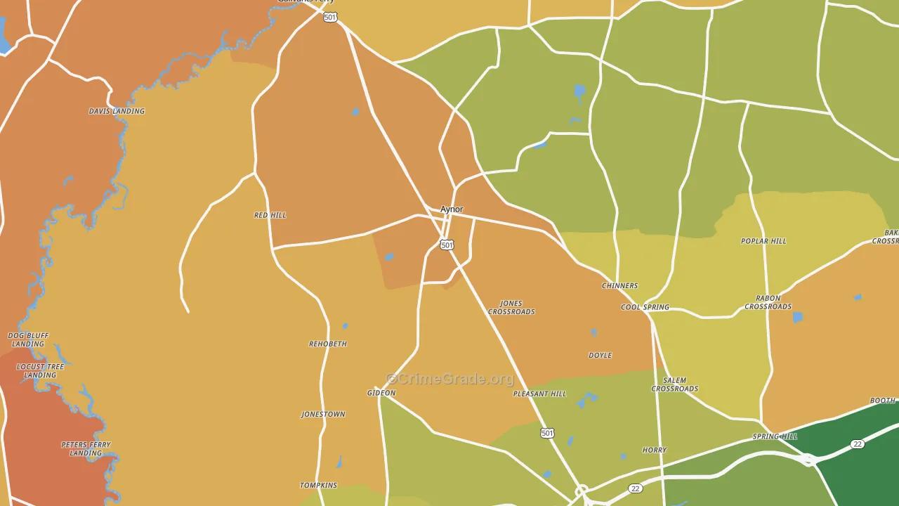 Galivants Ferry, SC Map of Robbery Rates