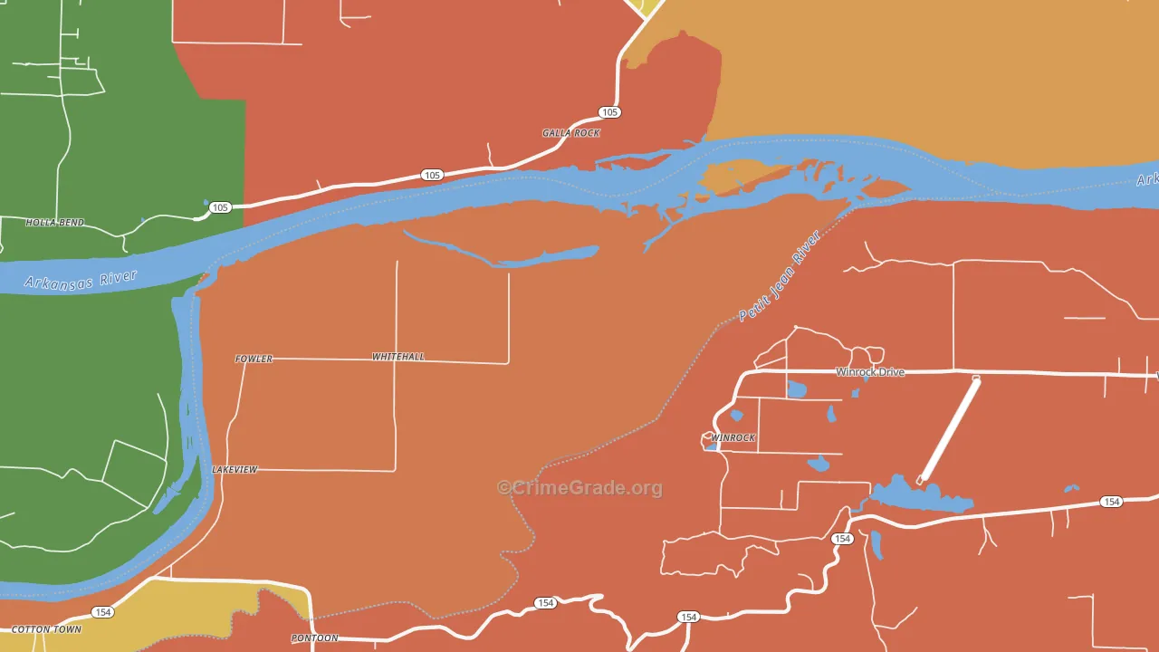 Galla Rock, AR Map of Robbery Rates
