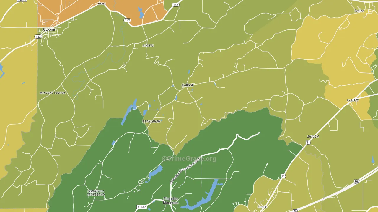 Gallant, AL Map of Robbery Rates