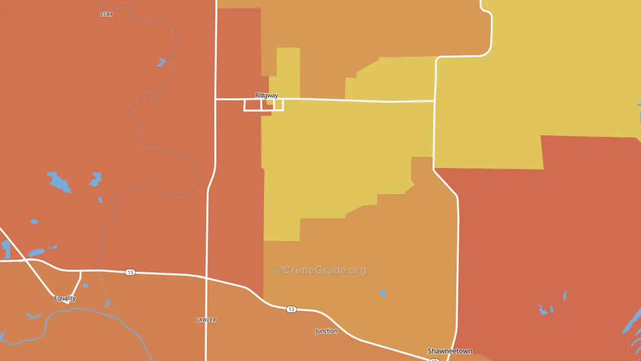 Gallatin County, IL Map of Robbery Rates
