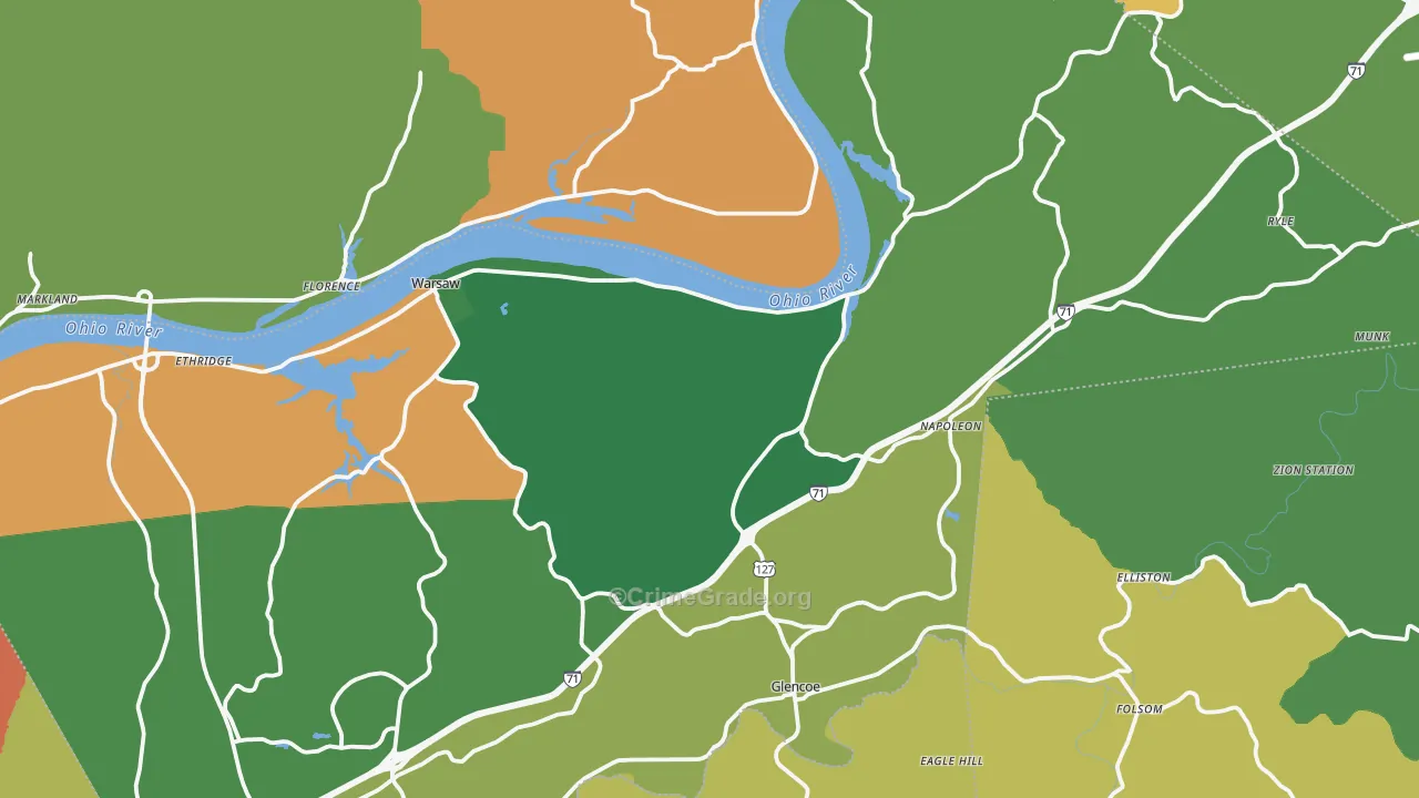 Gallatin County, KY Map of Robbery Rates