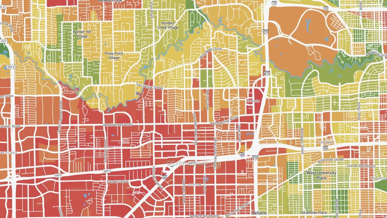 Galleria-Uptown, Houston, TX Map of Robbery Rates