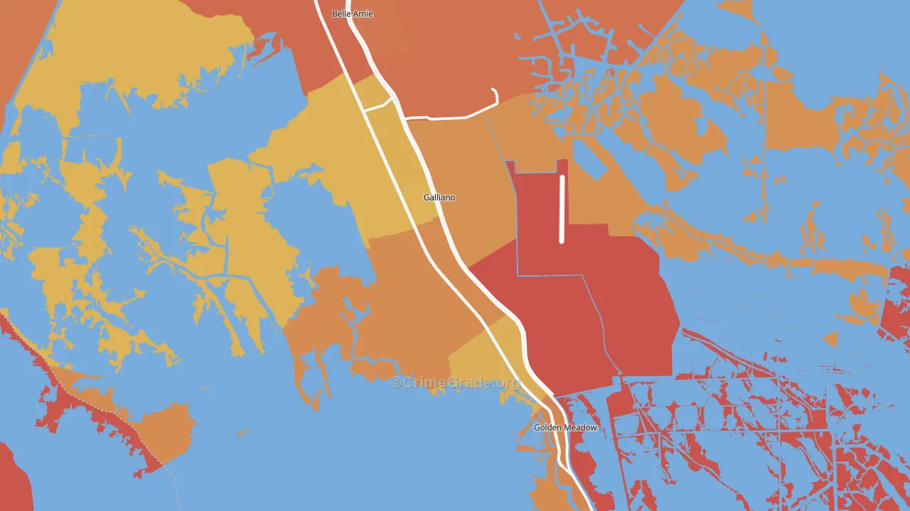 Galliano, LA Map of Robbery Rates