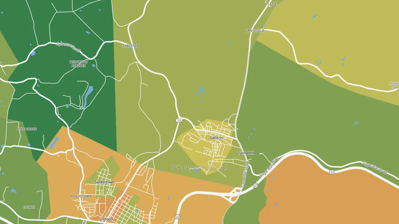 Gallitzin, PA Map of Robbery Rates