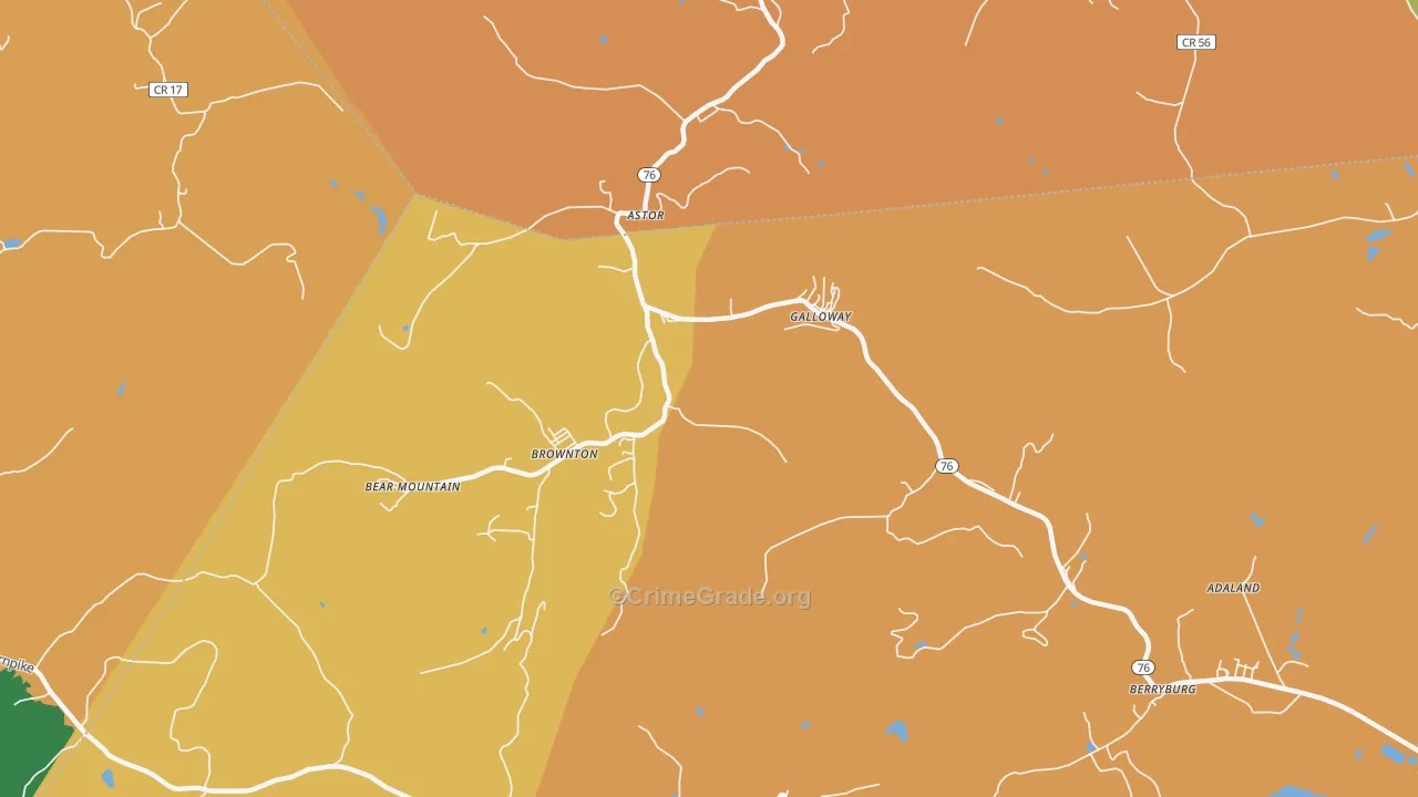 Galloway, WV Map of Robbery Rates