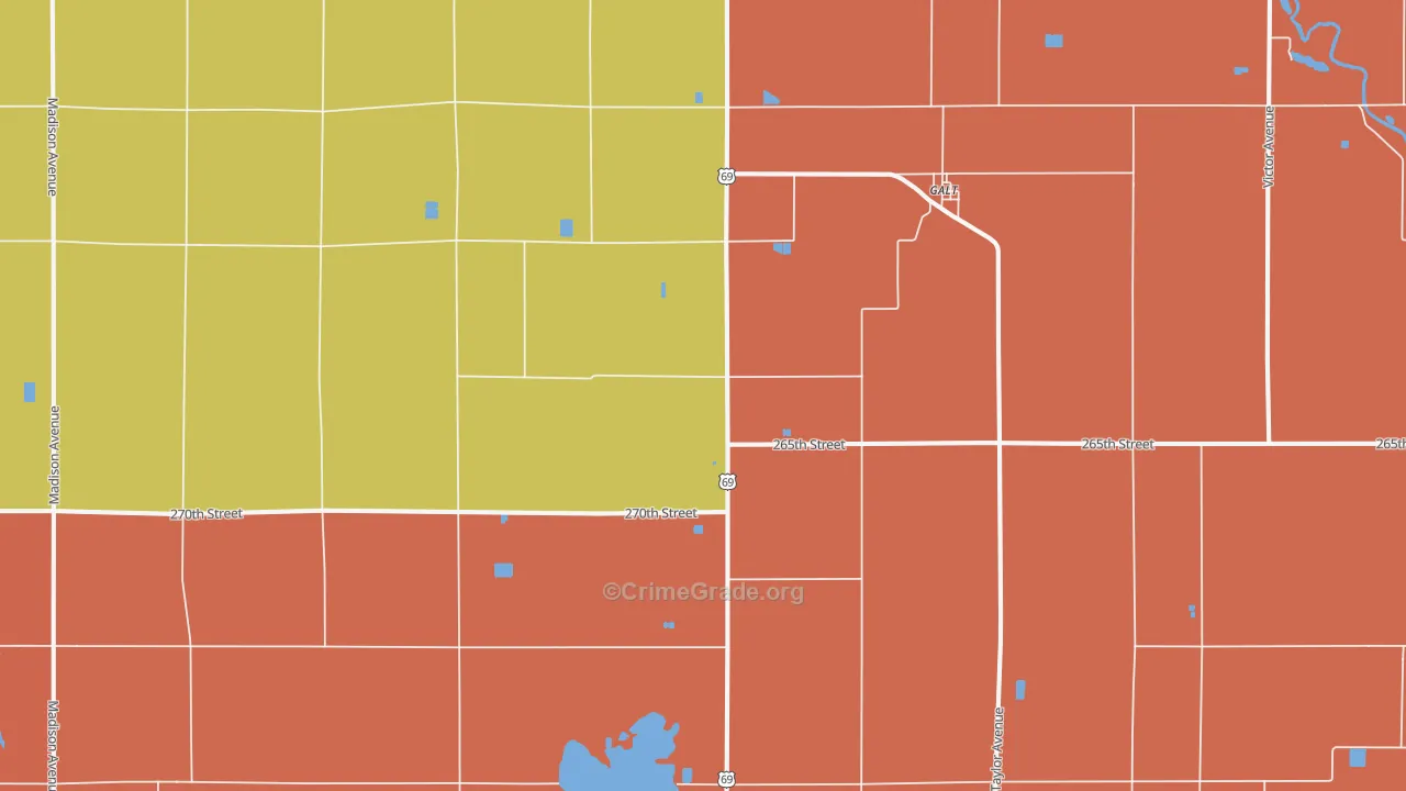 Galt, IA Map of Robbery Rates