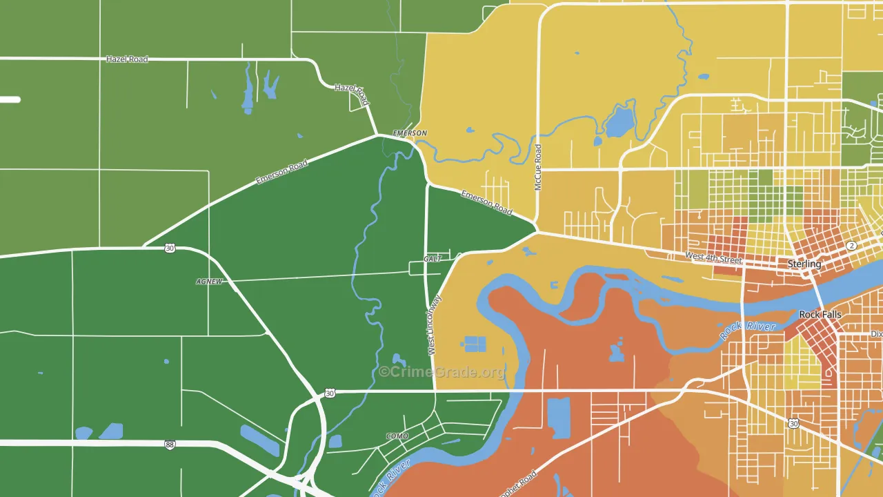 Galt, IL Map of Robbery Rates