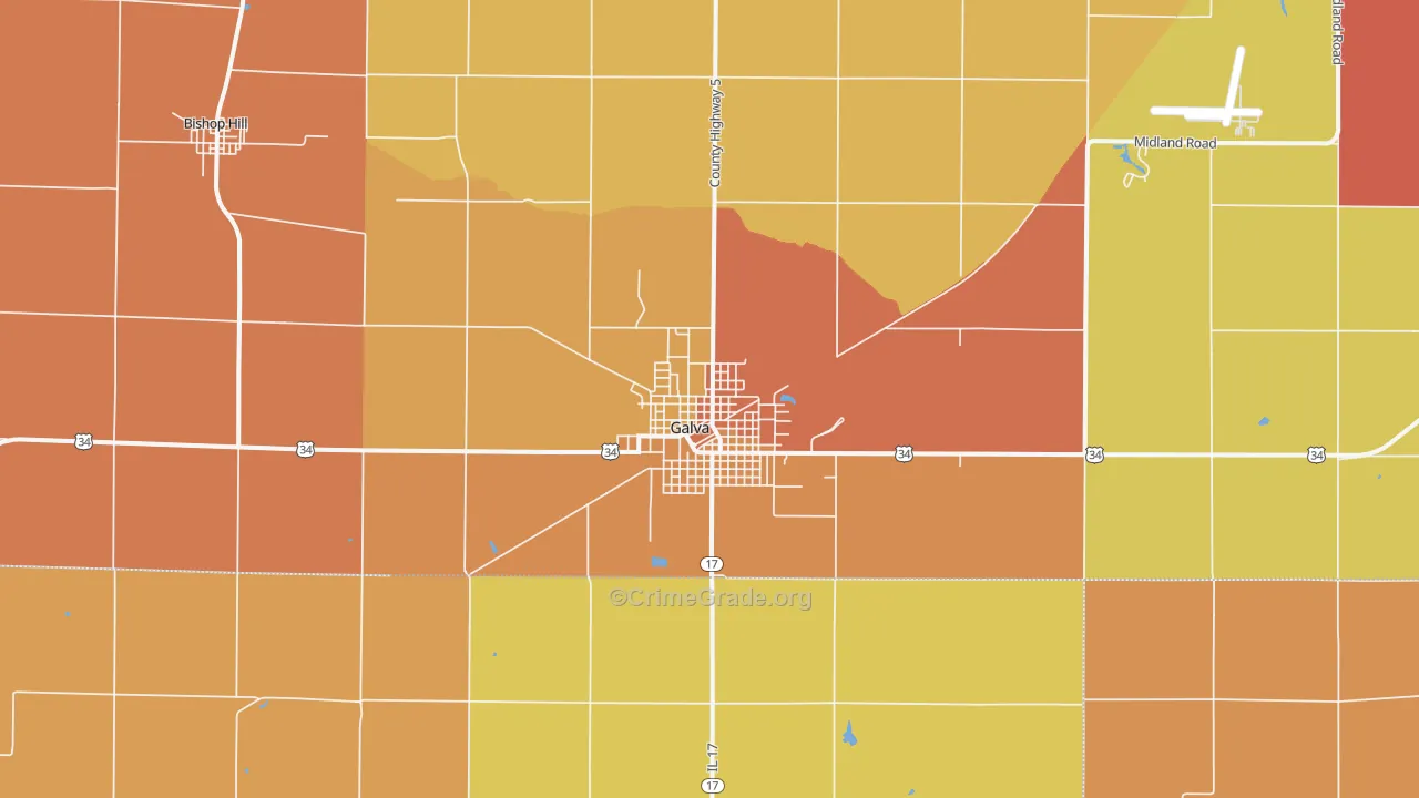 Galva, IL Map of Robbery Rates