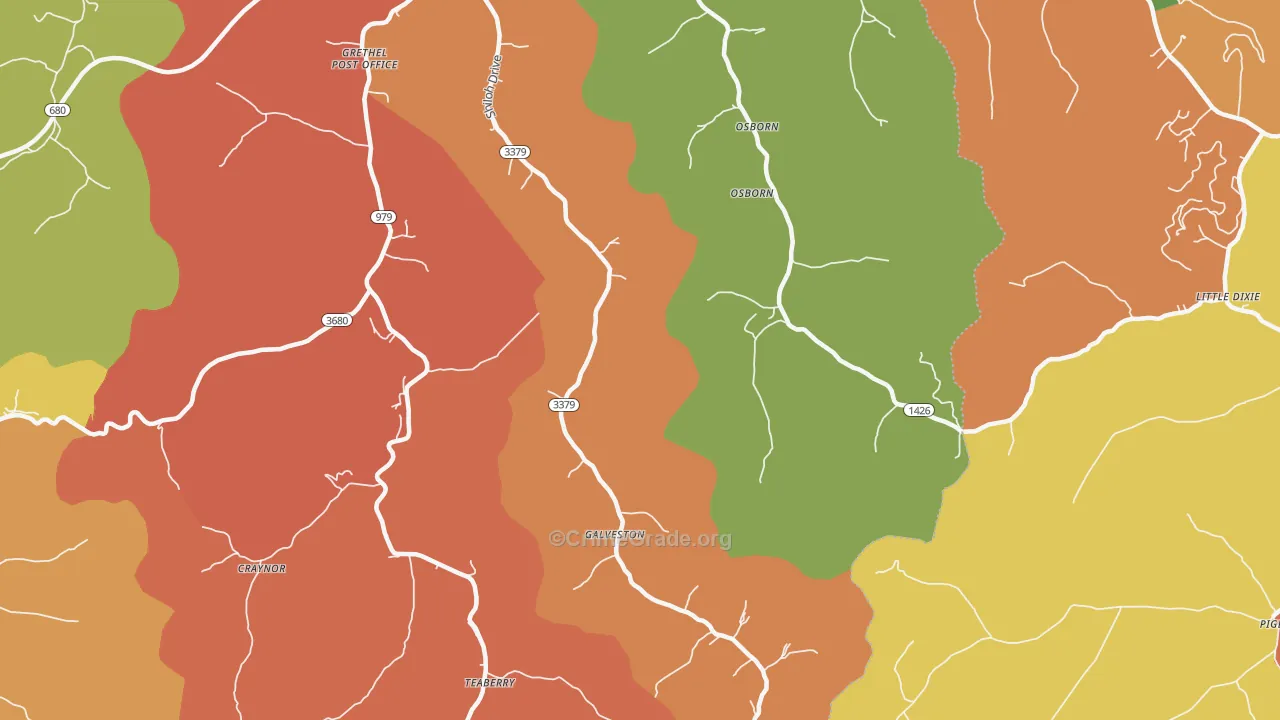 Galveston, KY Map of Robbery Rates