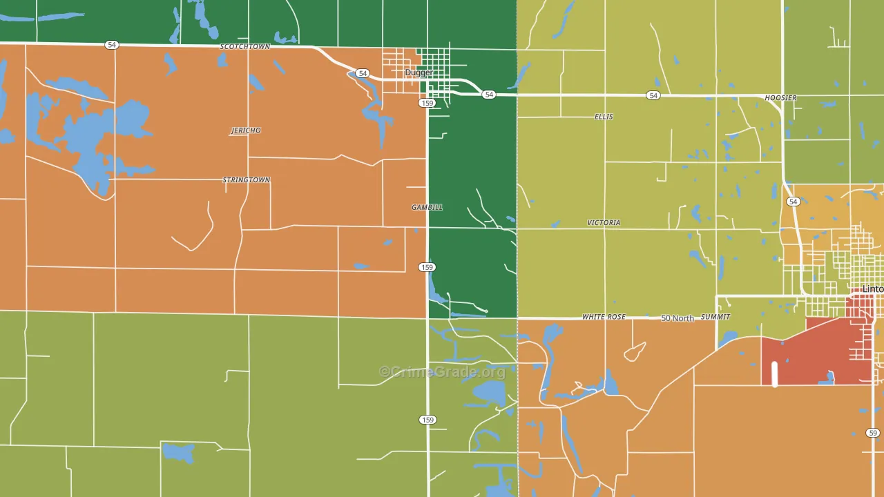 Gambill, IN Map of Robbery Rates