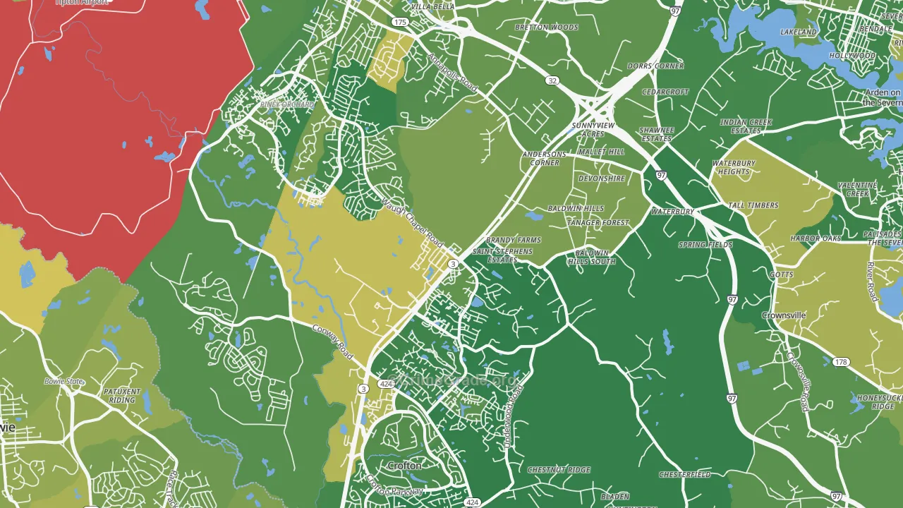 Gambrills, MD Map of Robbery Rates