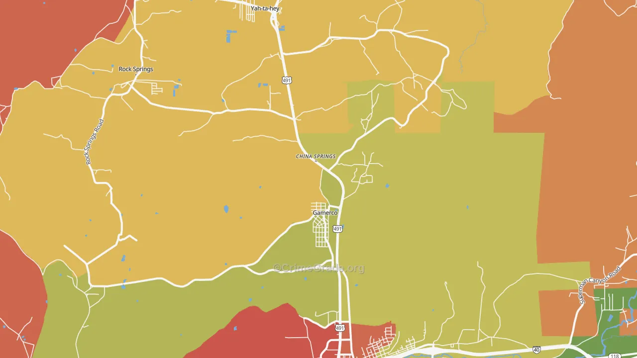Gamerco, NM Map of Robbery Rates