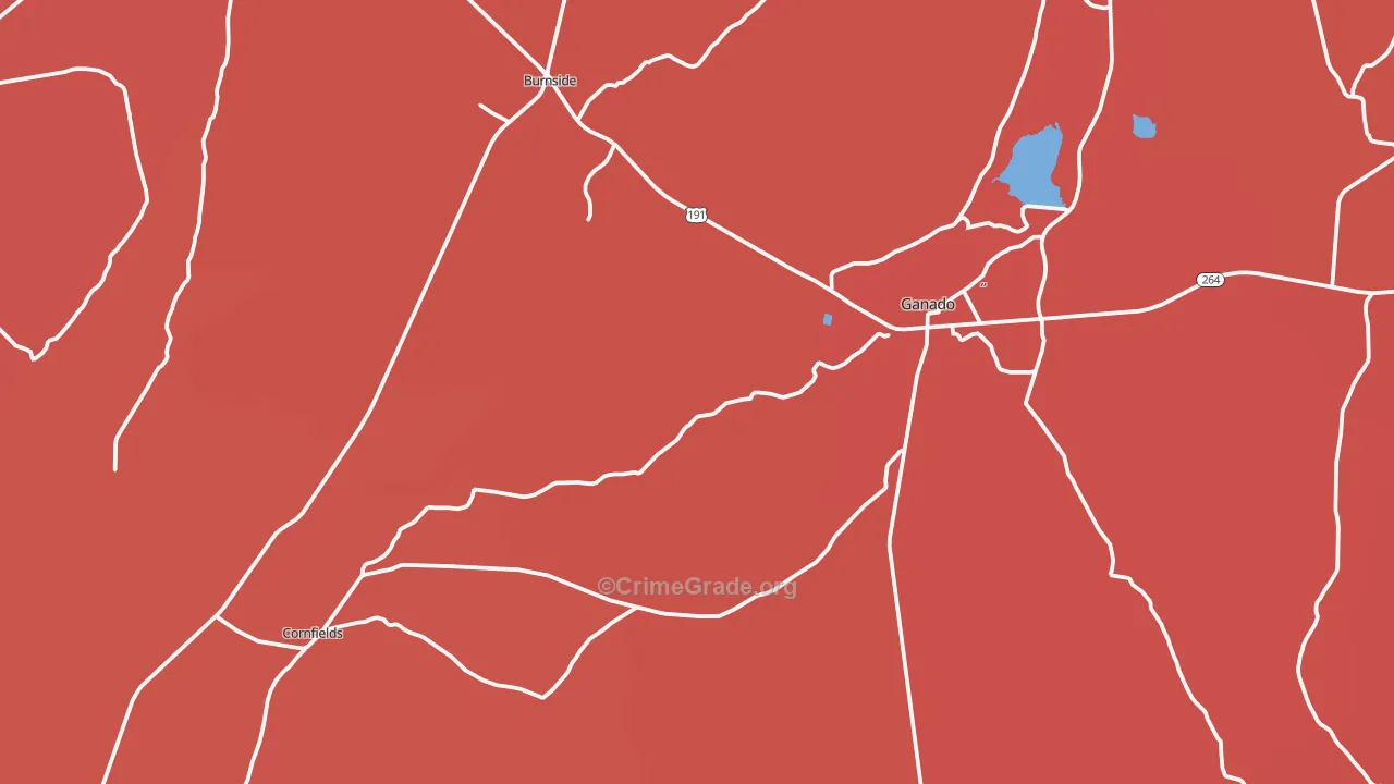 Ganado, AZ Map of Robbery Rates