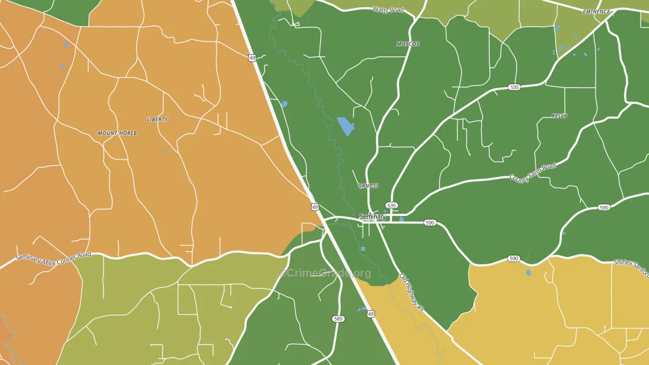 Gandsi, MS Map of Robbery Rates