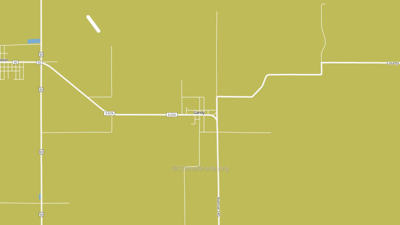 Gandy, NE Map of Robbery Rates