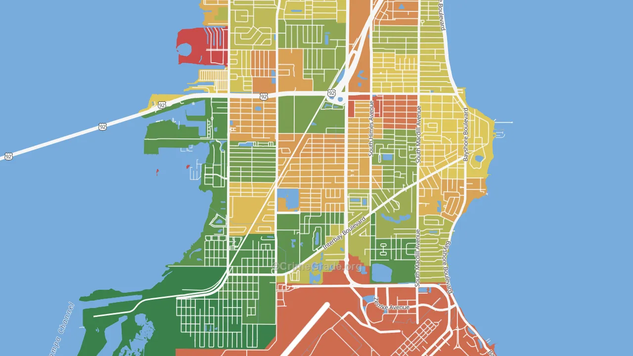 Gandy-Sun Bay South, Tampa, FL Map of Robbery Rates
