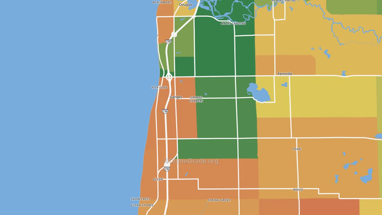 Ganges, MI Map of Robbery Rates