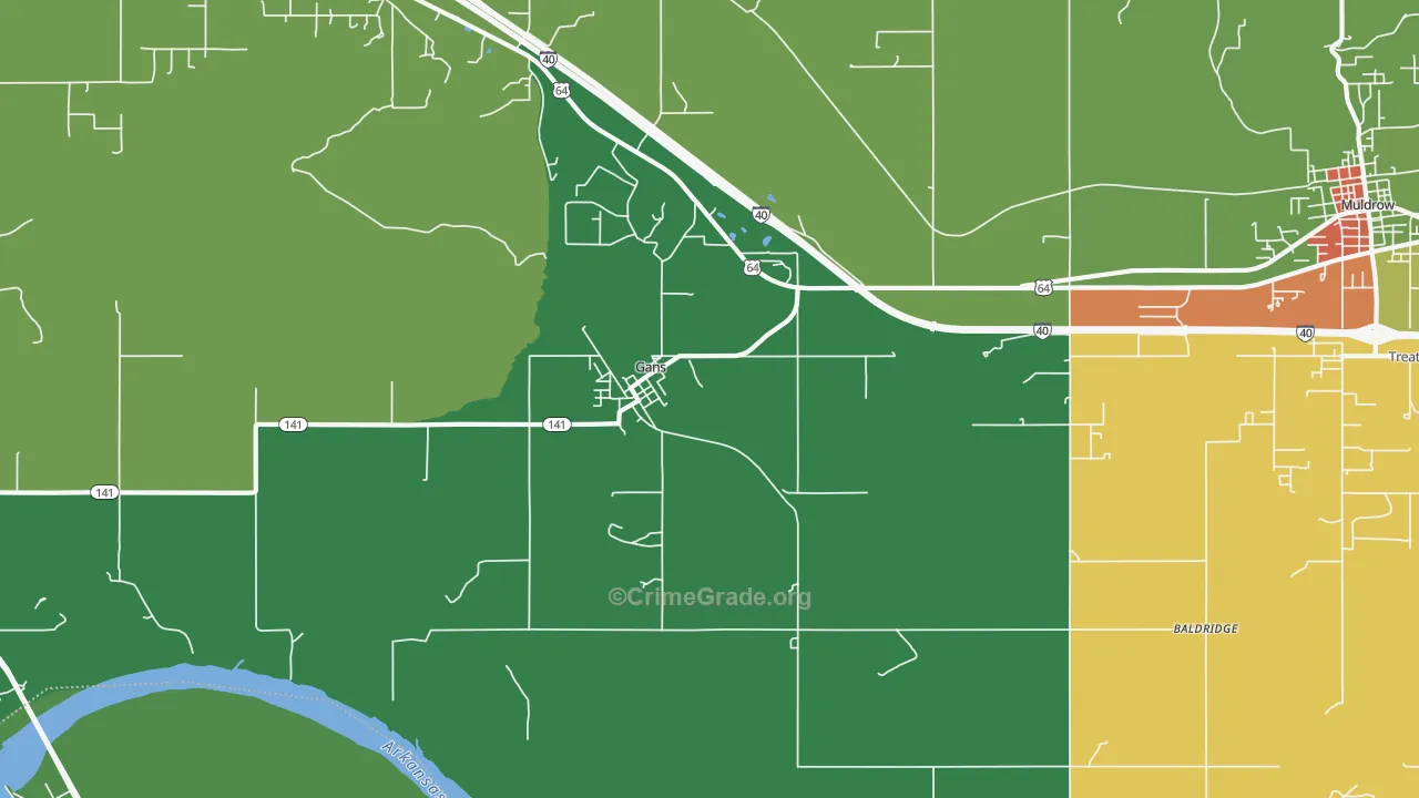 Gans, OK Map of Robbery Rates