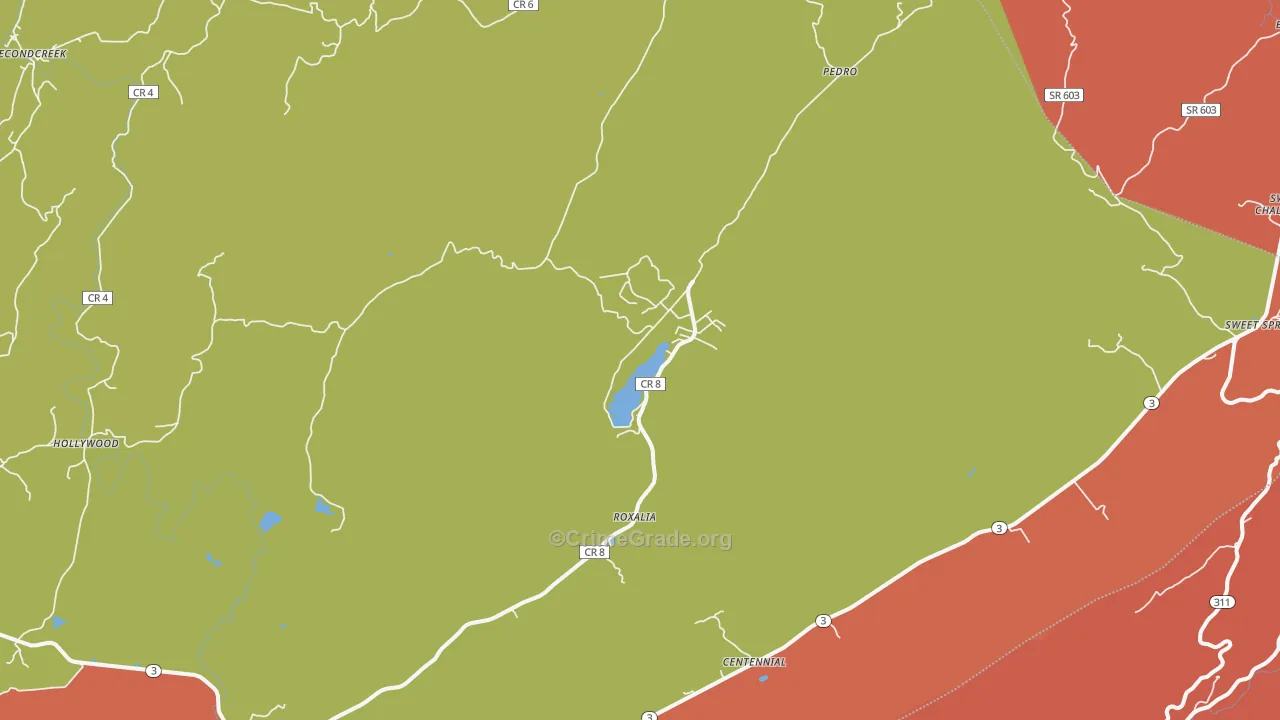 Gap Mills, WV Map of Robbery Rates